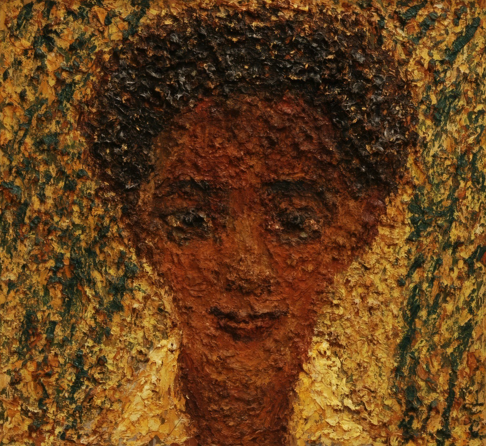 Visage doré — Fusain