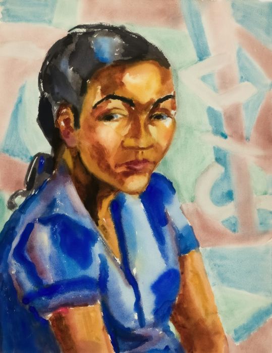 Portrait en bleu — Couleur